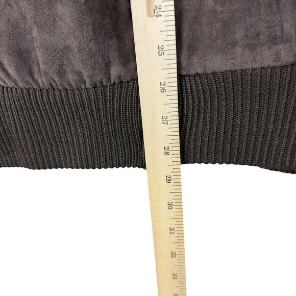 Robert Louis Jacket XL Maroon Ribbed Knit & Suede Style Preppy Full Zip Pockets - Picture 8 of 10